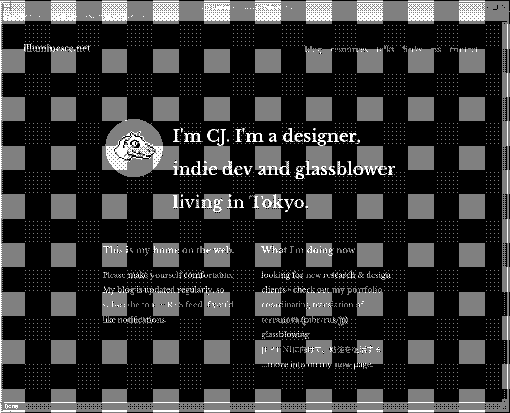 Screenshot of the website under illuminesce.net