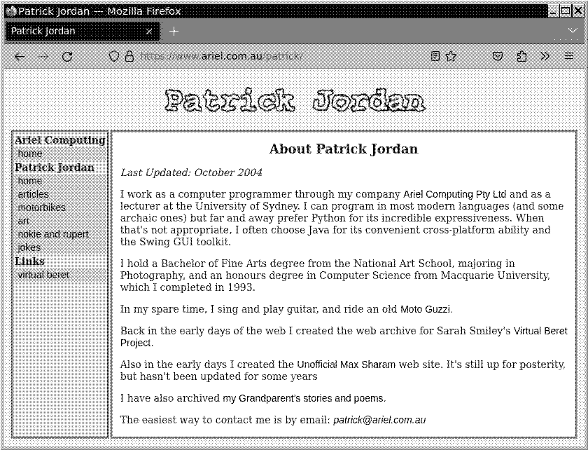 Screenshot of the website under ariel.com.au-patrick.png
