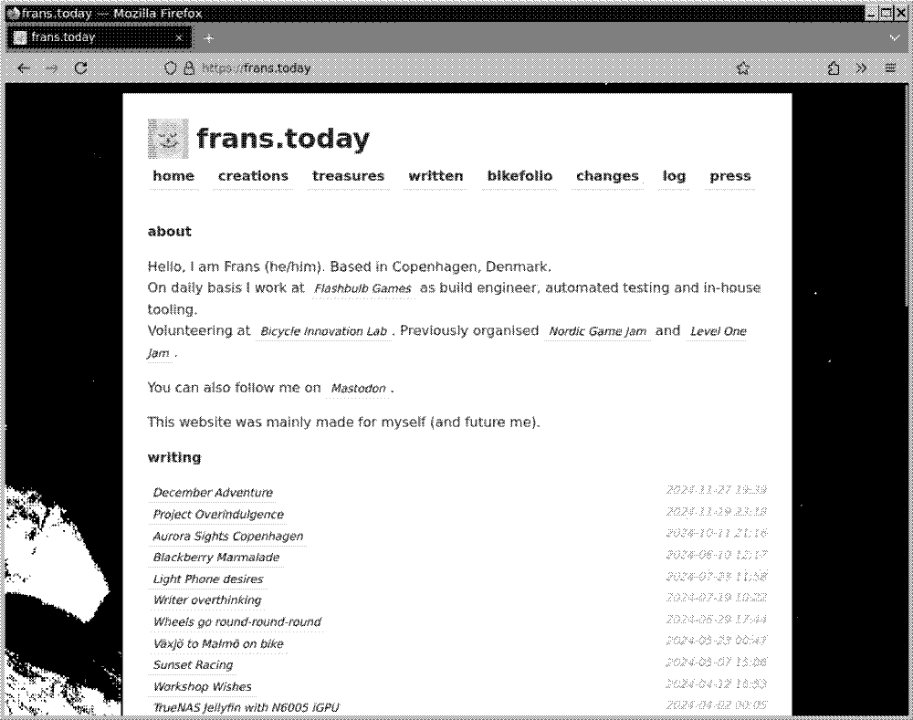 Screenshot of the website under frans.today