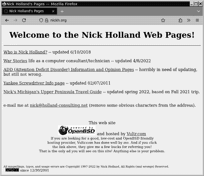 Screenshot of the website under nickh.org