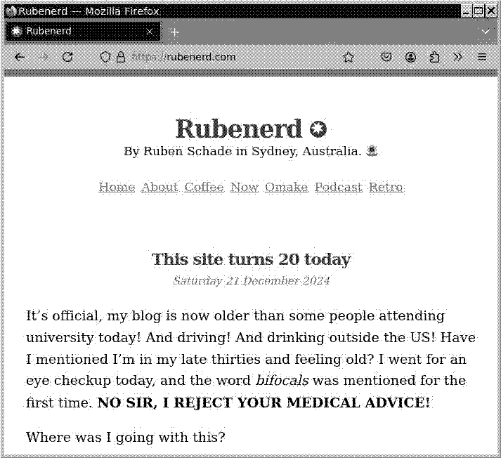 Screenshot of the website under rubenerd.com