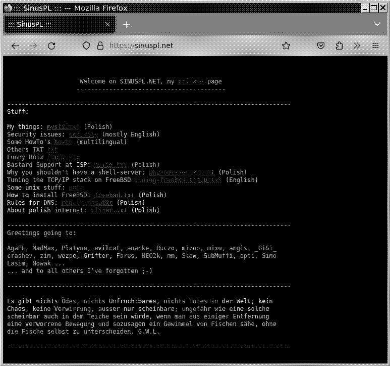 Screenshot of the website under sinuspl.net